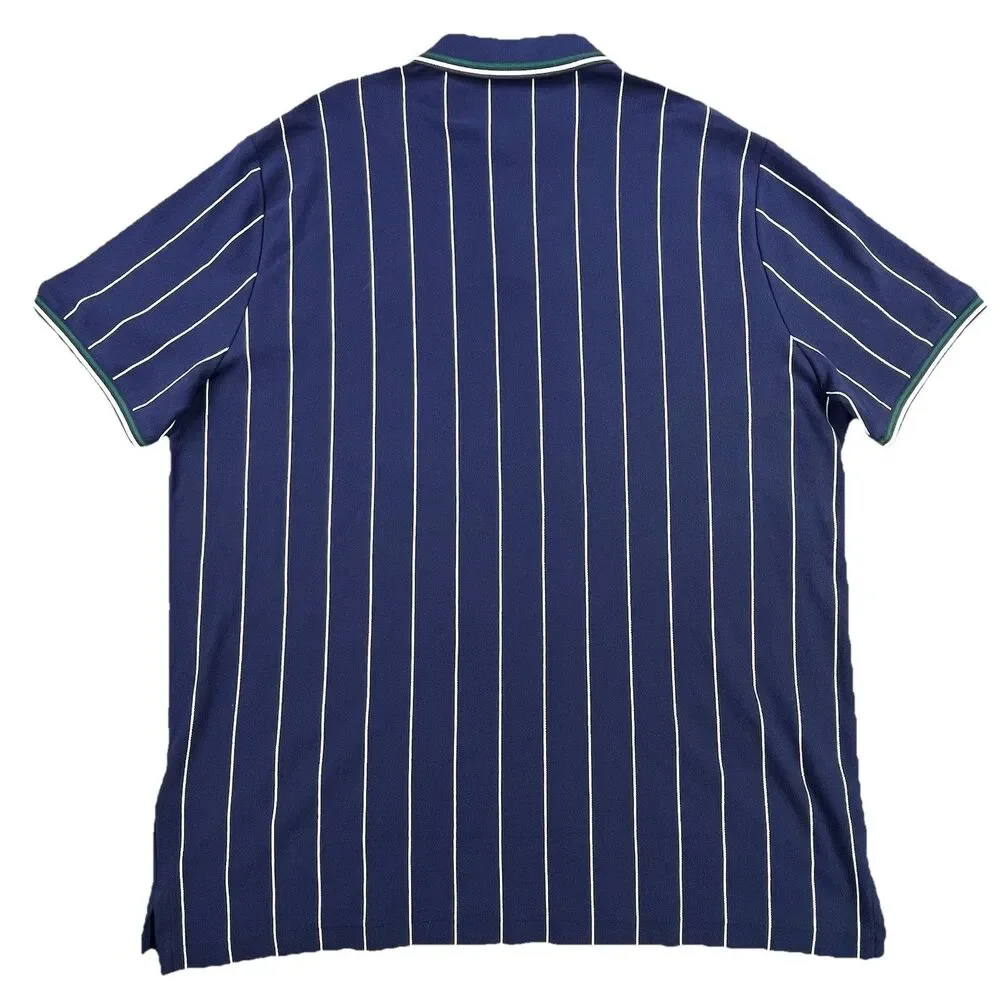 Polo Ralph Lauren Polo Shirt XL Tennis Racquet Navy Blue Stripe Classic Fit NEW